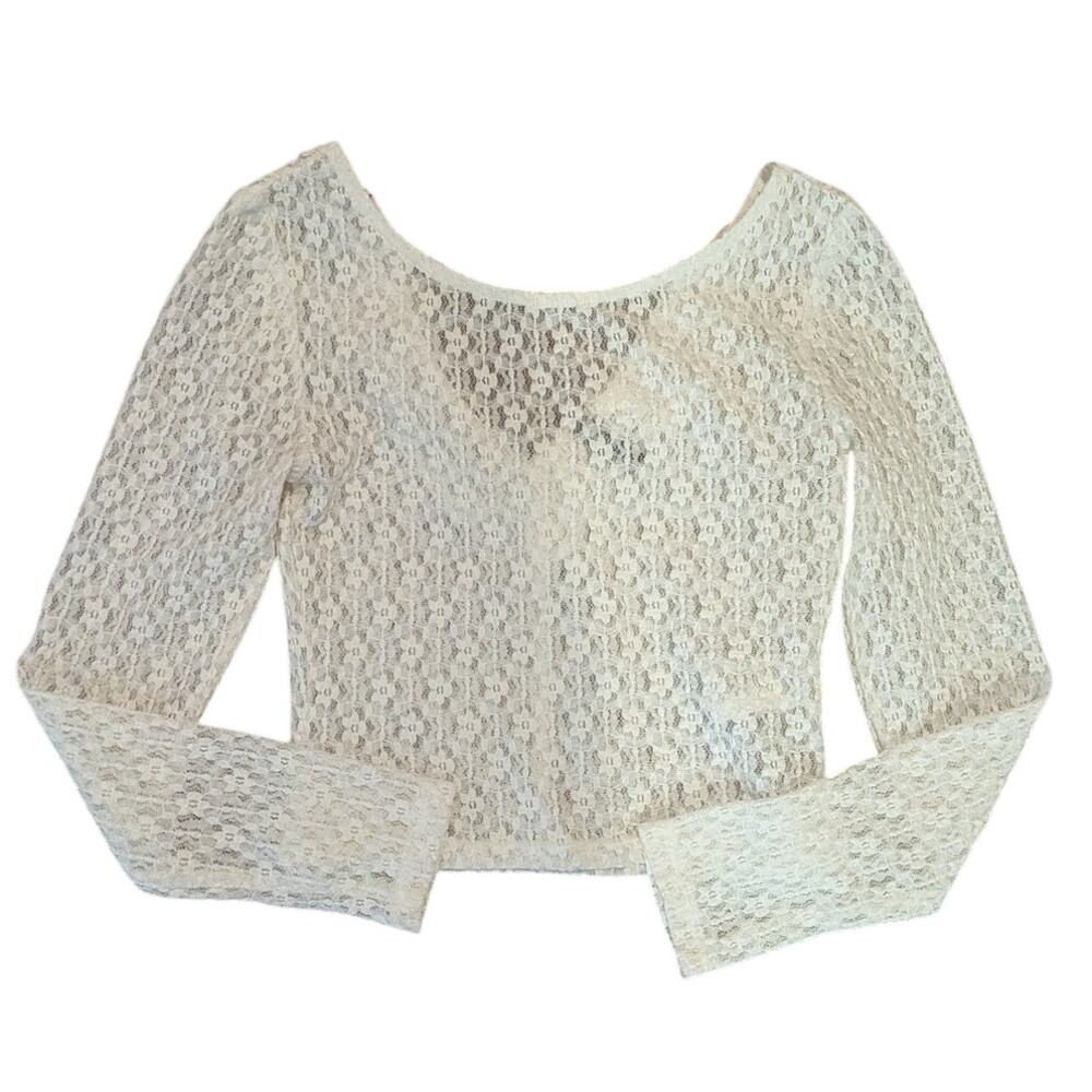 H&M Divided Coquette Aesthetic WhiteLace Long Sleeve Back V-Neck Neckline Frill